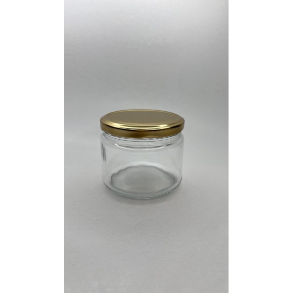 300 ml  Cam Konserve Kavanozu Gold Metal Kapaklı