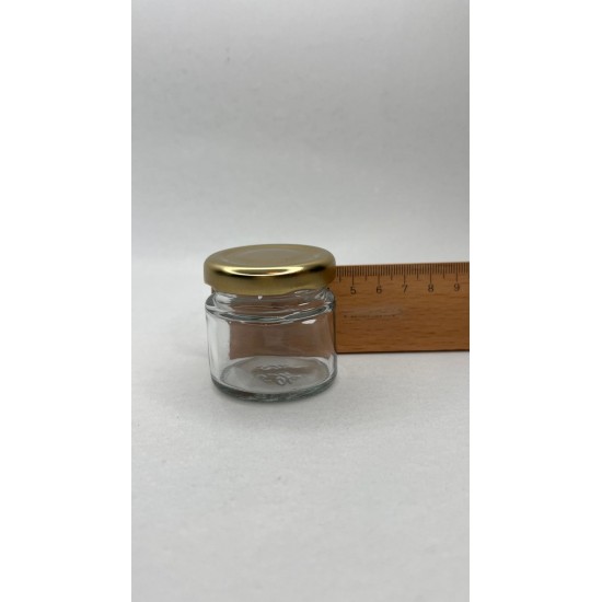 40 ml Cam Konserve Kavanozu Gold Metal Kapaklı