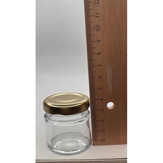 40 ml Cam Konserve Kavanozu Gold Metal Kapaklı