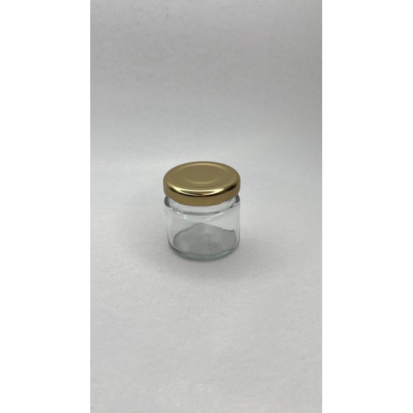 40 ml Cam Konserve Kavanozu Gold Metal Kapaklı