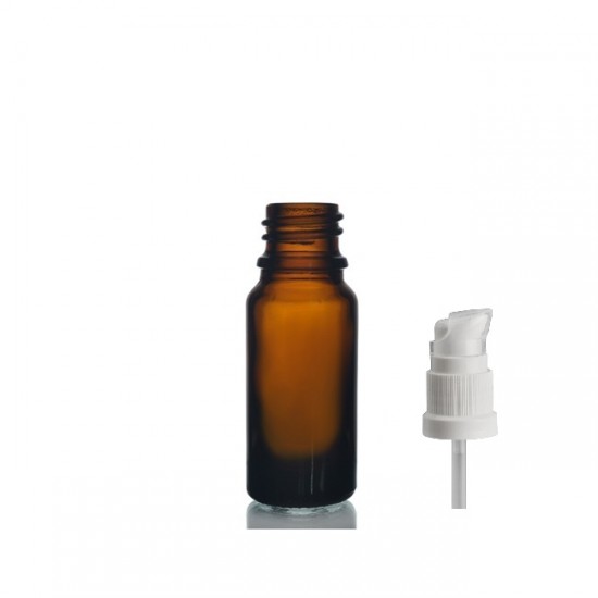 10 ml Kahverengi (Amber) Cam Serum Pompalı Şişe Beyaz
