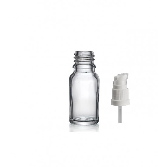 10 ml Şeffaf Cam Serum Pompalı Şişe Beyaz