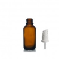 20 ml Kahverengi (Amber) Cam Serum Pompalı Şişe Beyaz