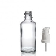 30 ml Şeffaf Cam Serum Pompalı Şişe Beyaz