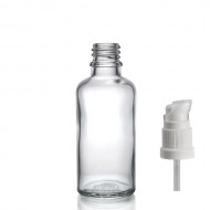 50 ml Şeffaf Cam Serum Pompalı Şişe Beyaz
