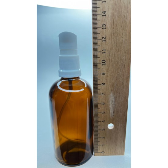 100 ml Kahverengi Cam Serum Pompalı Şişe Beyaz Renk