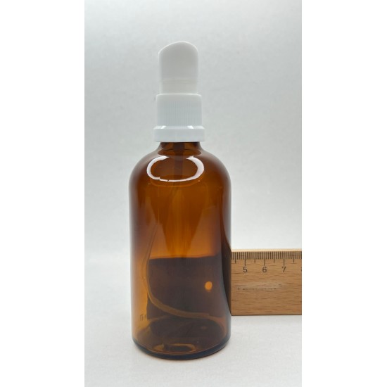 100 ml Kahverengi Cam Serum Pompalı Şişe Beyaz Renk