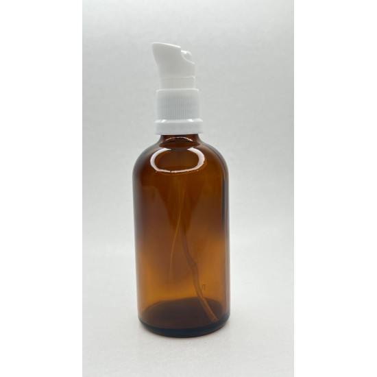 100 ml Kahverengi Cam Serum Pompalı Şişe Beyaz Renk