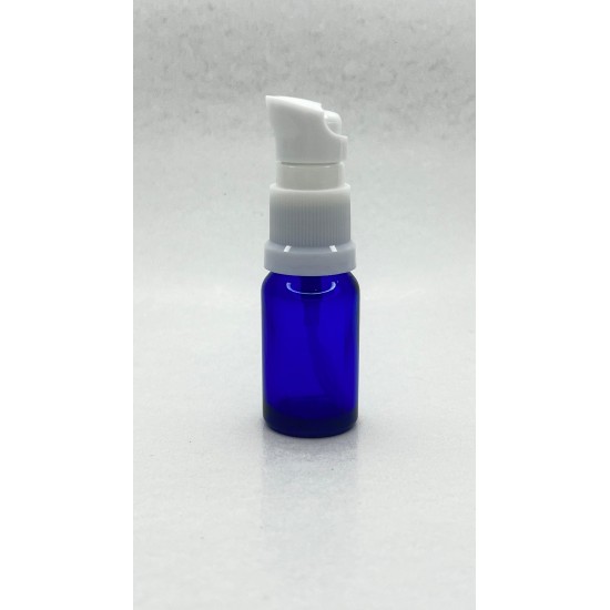 10 ml Mavi (Kobalt) Cam Serum Pompalı Şişe Beyaz