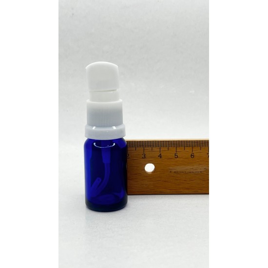 10 ml Mavi (Kobalt) Cam Serum Pompalı Şişe Beyaz