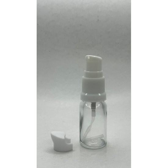 10 ml Şeffaf Cam Serum Pompalı Şişe Beyaz