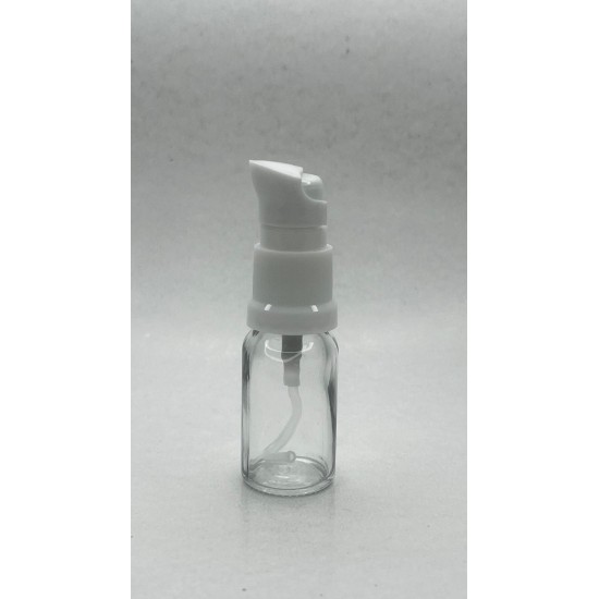10 ml Şeffaf Cam Serum Pompalı Şişe Beyaz