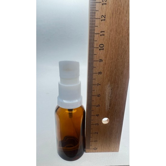 20 ml Kahverengi (Amber) Cam Serum Pompalı Şişe Beyaz