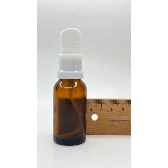 20 ml Kahverengi (Amber) Cam Serum Pompalı Şişe Beyaz