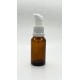 20 ml Kahverengi (Amber) Cam Serum Pompalı Şişe Beyaz