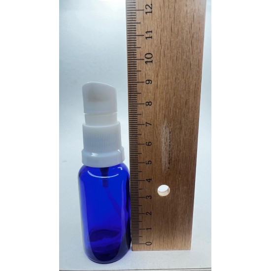 20 ml Mavi (Kobalt) Cam Serum Pompalı Şişe Beyaz