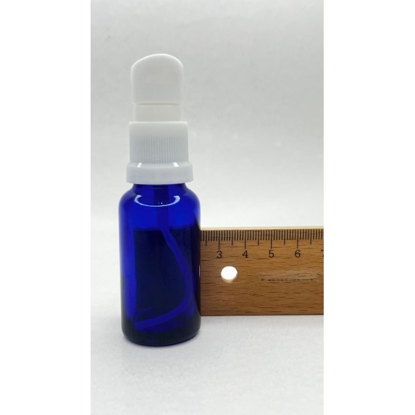 20 ml Mavi (Kobalt) Cam Serum Pompalı Şişe Beyaz