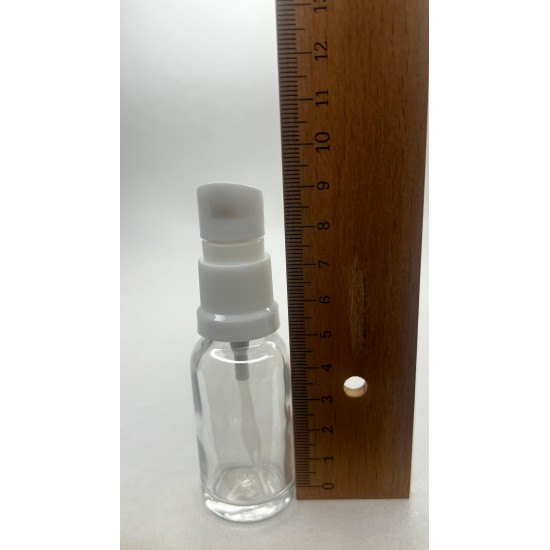 20 ml Şeffaf Cam Serum Pompalı Şişe Beyaz
