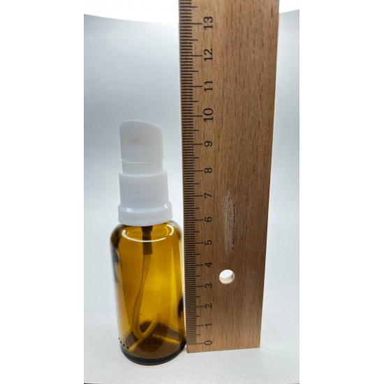 30 ml Kahverengi (Amber) Cam Serum Pompalı Şişe Beyaz