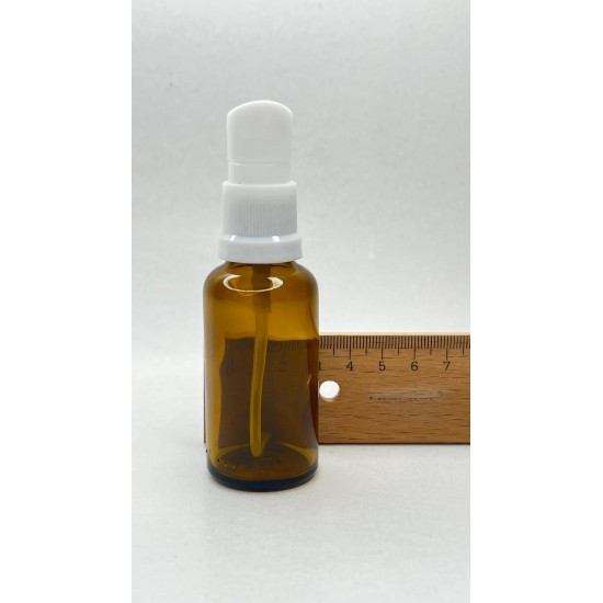 30 ml Kahverengi (Amber) Cam Serum Pompalı Şişe Beyaz