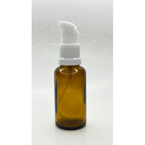 30 ml Kahverengi (Amber) Cam Serum Pompalı Şişe Beyaz