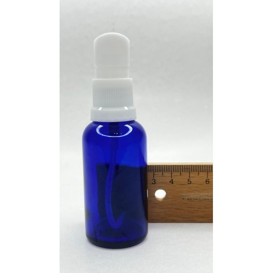 30 ml Mavi (Kobalt) Cam Serum Pompalı Şişe Beyaz