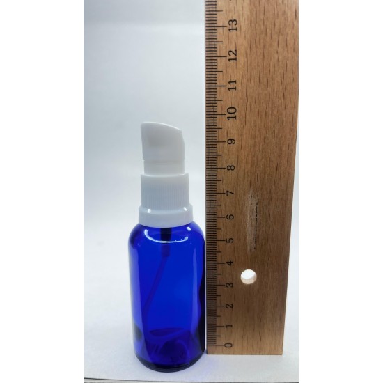 30 ml Mavi (Kobalt) Cam Serum Pompalı Şişe Beyaz