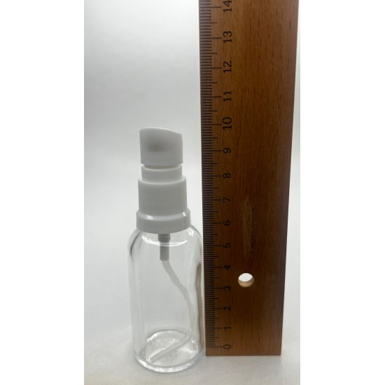 30 ml Şeffaf Cam Serum Pompalı Şişe Beyaz