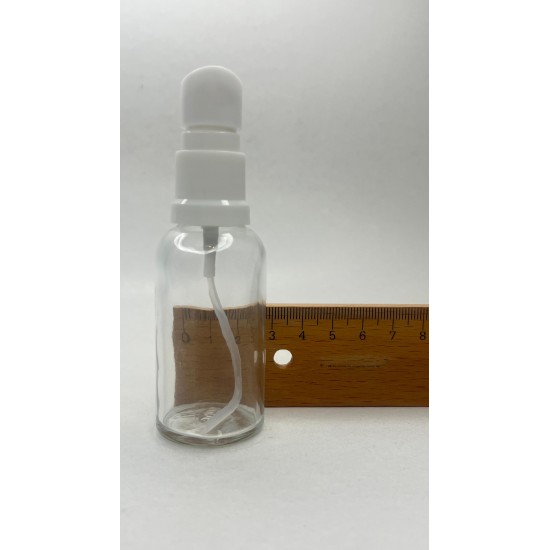 30 ml Şeffaf Cam Serum Pompalı Şişe Beyaz