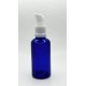 50 ml Mavi (Kobalt) Cam Serum Pompalı Şişe Beyaz