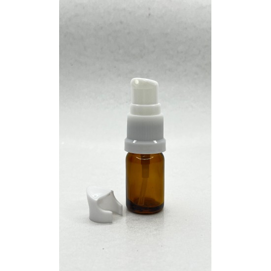 5 ml Kahverengi (Amber) Cam Serum Pompalı Şişe Beyaz