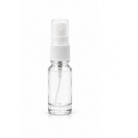 10 ml Şeffaf Cam Beyaz Sprey Başlıklı Şişe