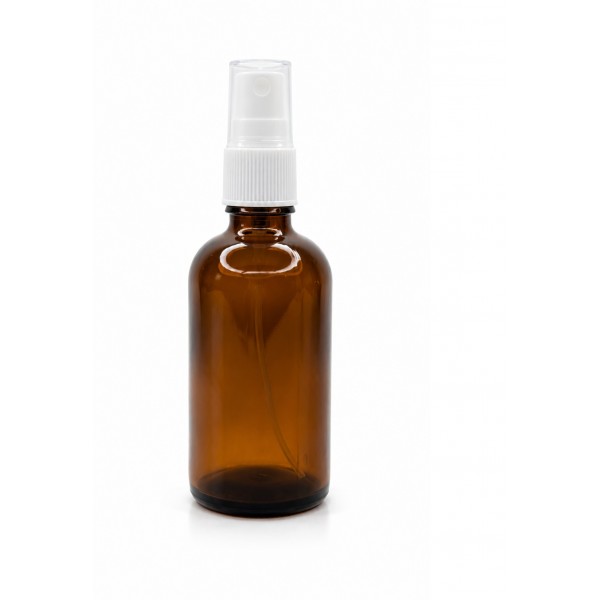 100 ml Kahverengi (Amber) Beyaz Cam Sprey Başlıklı Şişe