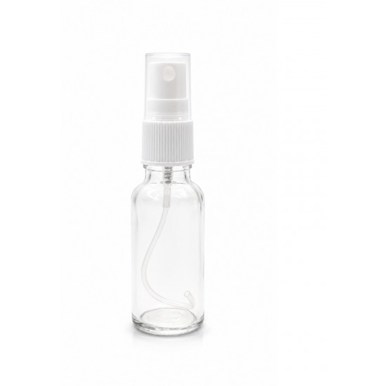 20 ml Şeffaf Cam Beyaz Sprey Başlıklı Şişe