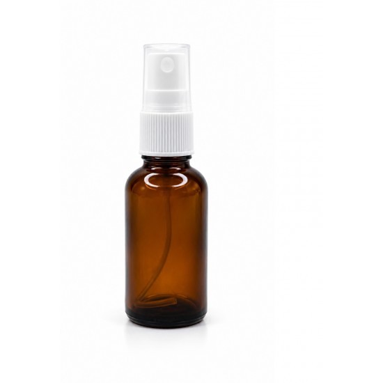 30 ml Kahverengi (Amber) Beyaz Cam Sprey Başlıklı Şişe