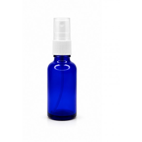 50 ml Mavi (Kobalt) Cam Beyaz Sprey Başlıklı Şişe
