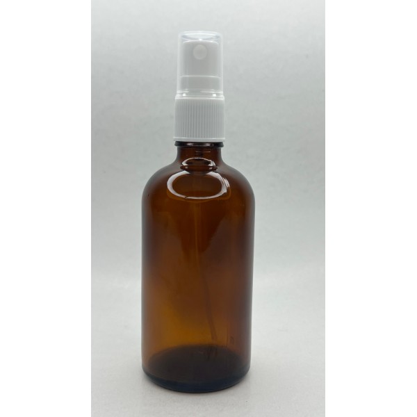 100 ml Kahverengi (Amber) Beyaz Cam Sprey Başlıklı Şişe