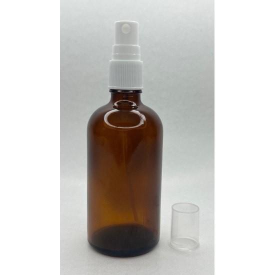 100 ml Kahverengi (Amber) Beyaz Cam Sprey Başlıklı Şişe