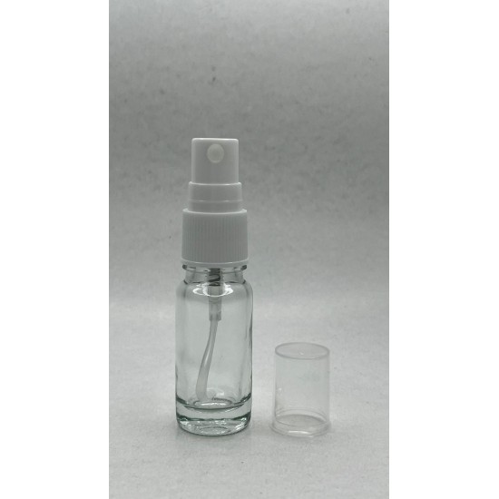 10 ml Şeffaf Cam Beyaz Sprey Başlıklı Şişe