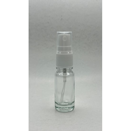 10 ml Şeffaf Cam Beyaz Sprey Başlıklı Şişe