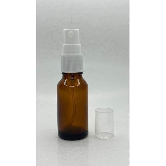 20 ml Kahverengi (Amber) Beyaz Cam Sprey Başlıklı Şişe