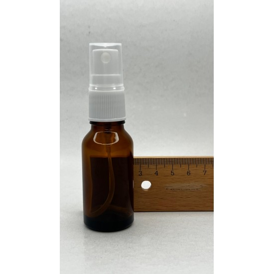 20 ml Kahverengi (Amber) Beyaz Cam Sprey Başlıklı Şişe