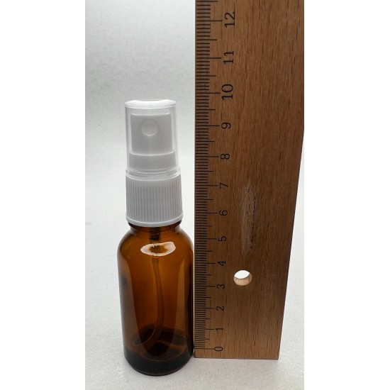 20 ml Kahverengi (Amber) Beyaz Cam Sprey Başlıklı Şişe
