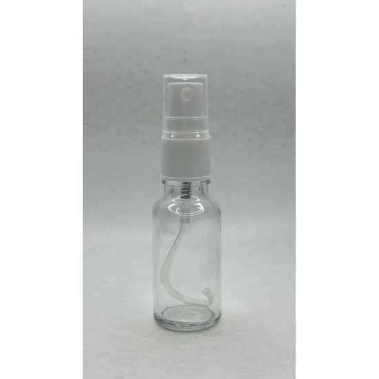 20 ml Şeffaf Cam Beyaz Sprey Başlıklı Şişe