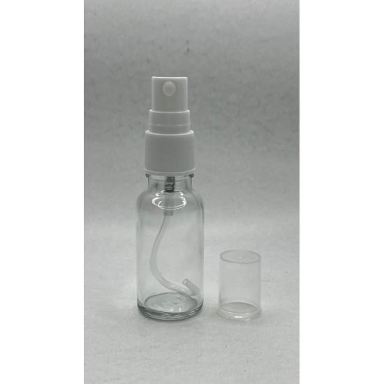 20 ml Şeffaf Cam Beyaz Sprey Başlıklı Şişe