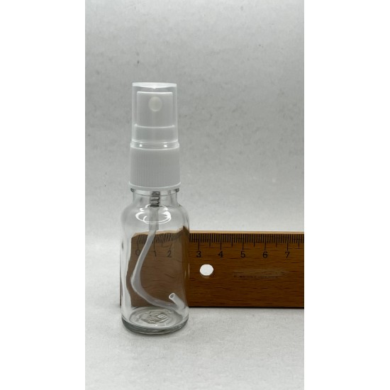 20 ml Şeffaf Cam Beyaz Sprey Başlıklı Şişe