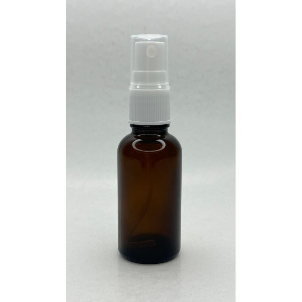 30 ml Kahverengi (Amber) Beyaz Cam Sprey Başlıklı Şişe