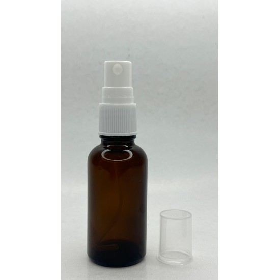 30 ml Kahverengi (Amber) Beyaz Cam Sprey Başlıklı Şişe