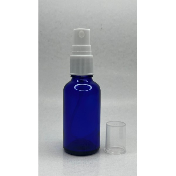 30 ml Mavi (Kobalt) Cam Beyaz Sprey Başlıklı Şişe