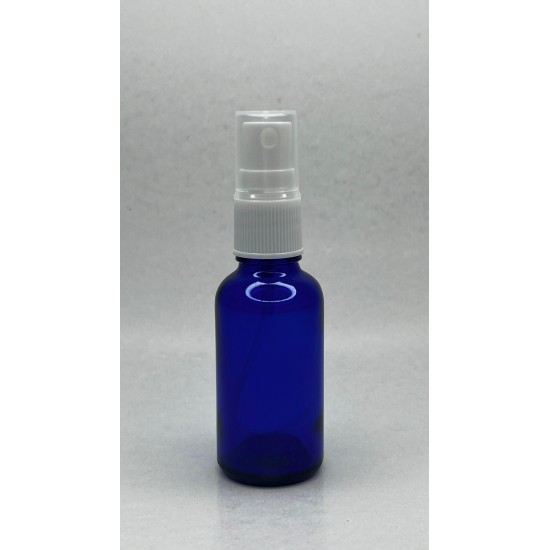 30 ml Mavi (Kobalt) Cam Beyaz Sprey Başlıklı Şişe